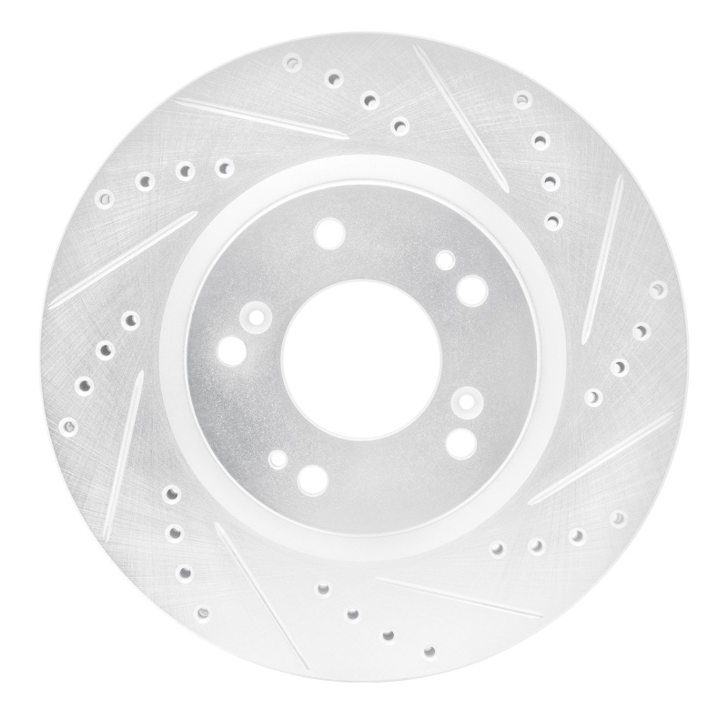 Mitsubishi Eclipse Brake Rotor (1) - Front Right - R1 Concepts - Drilled & Slotted - Silver - `04-`12
